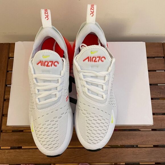 Nike Air Max 270 White/Volt-Bright Crimson US Women 7.5/UK 5/EU 38.5(AH6789-114) - Picture 4 of 13